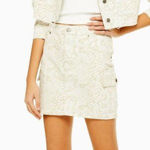 Topshop Denim Snakeskin print mini skirt NWT
